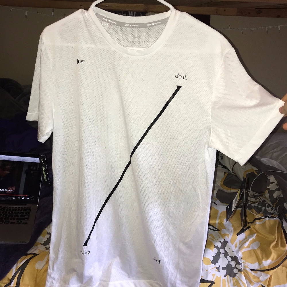 Mens White Nike Dri-fit Workout Shirt